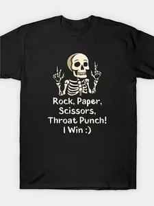 Skeleton Print Men's Fashion T-Shirt, Trendy Pure Cotton Top with Short Sleeves, Round Comfortable Collar T-shirt, Super Soft, Refreshing, Moisture-wicking, Lightweight, Casual Summer T-shirt, Perfect for Daily Wear