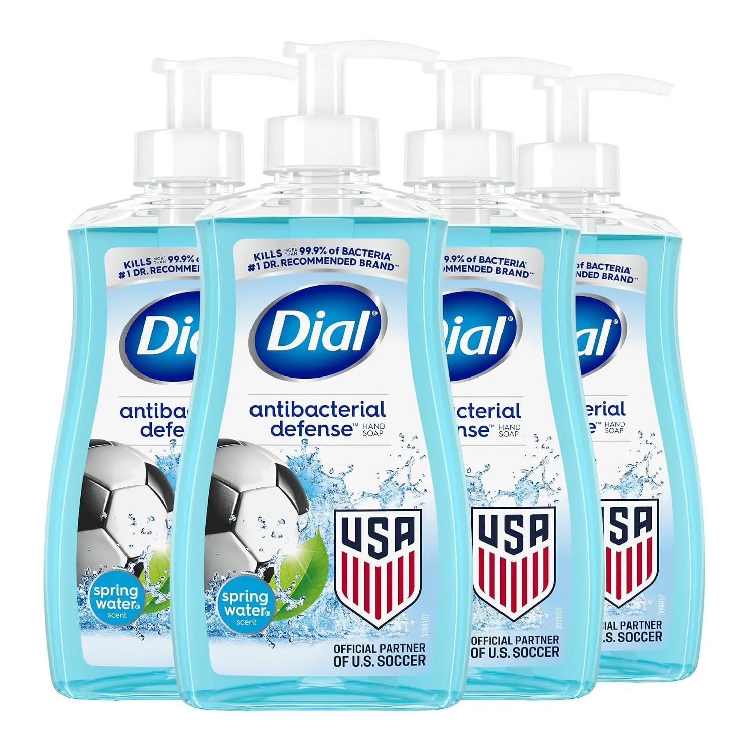 Dial Antibacterial Liquid Hand Soap, Spring Water Scent, White Tea, Gold, 11 Fl Oz, Pack of 4 – Gentle Daily Cleansing Formula That Helps Moisturize Skin, Dermatologist-Tested, Free from SLS, SLES, Parabens and Phthalates