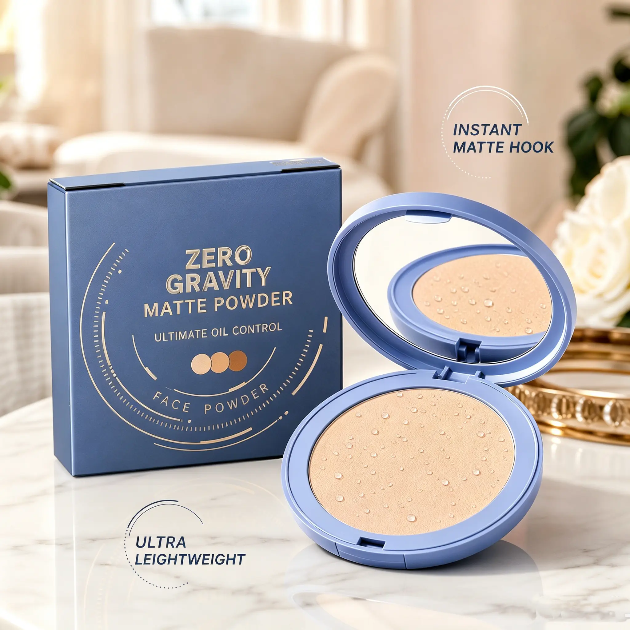 Lasting Waterproof Face Powder – 12H Oil-Control Matte Finish – Lightweight & Breathable Setting Powder – 3 Shades Available makeup Smooth Compact