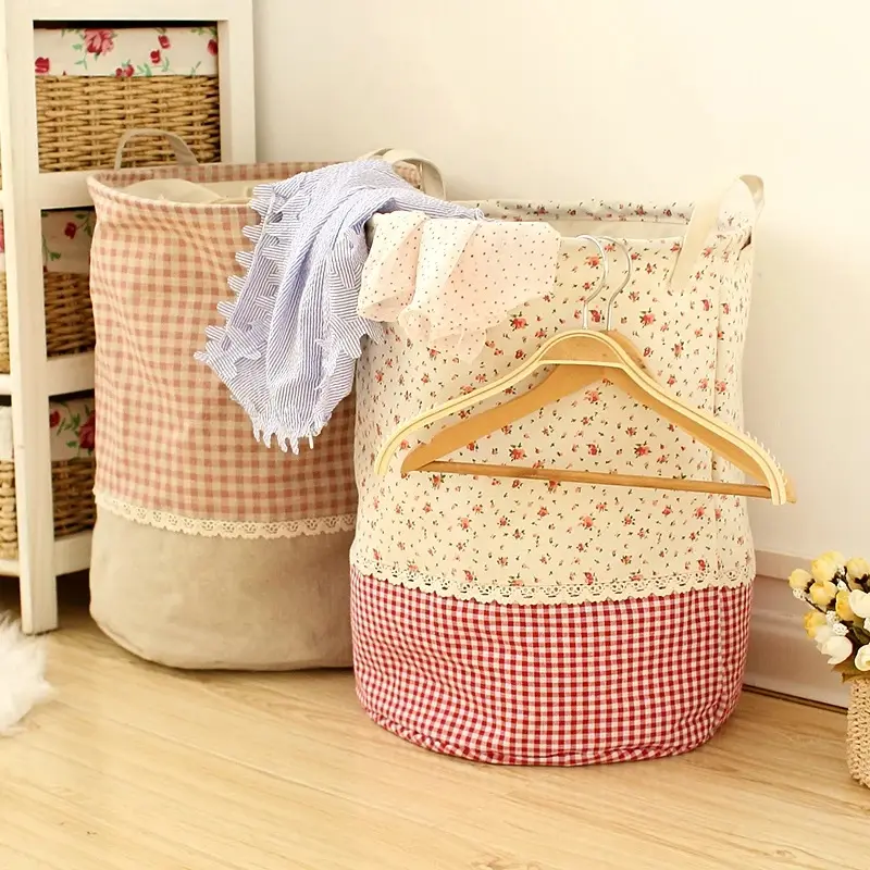 3 Sizes, Large Capacity Linen Multifunctional Handle Stackable Storage Bucket, Laundry Basket, Toy Storage Box, Storage Basket