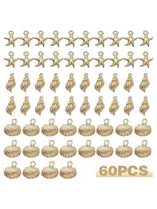 60pcs Shell Starfish Conch Alloy Ocean Theme Pendants, Swinging Charms for DIY Earrings Necklaces Bracelets Handmade Jewelry Making Accessories
