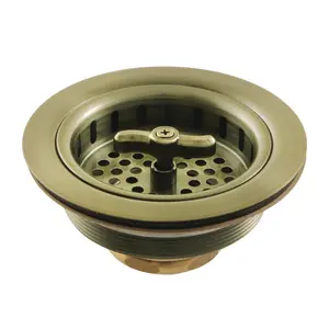 Kingston Brass K212AB Tacoma Spin & Seal Sink Basket Strainer, Antique Brass