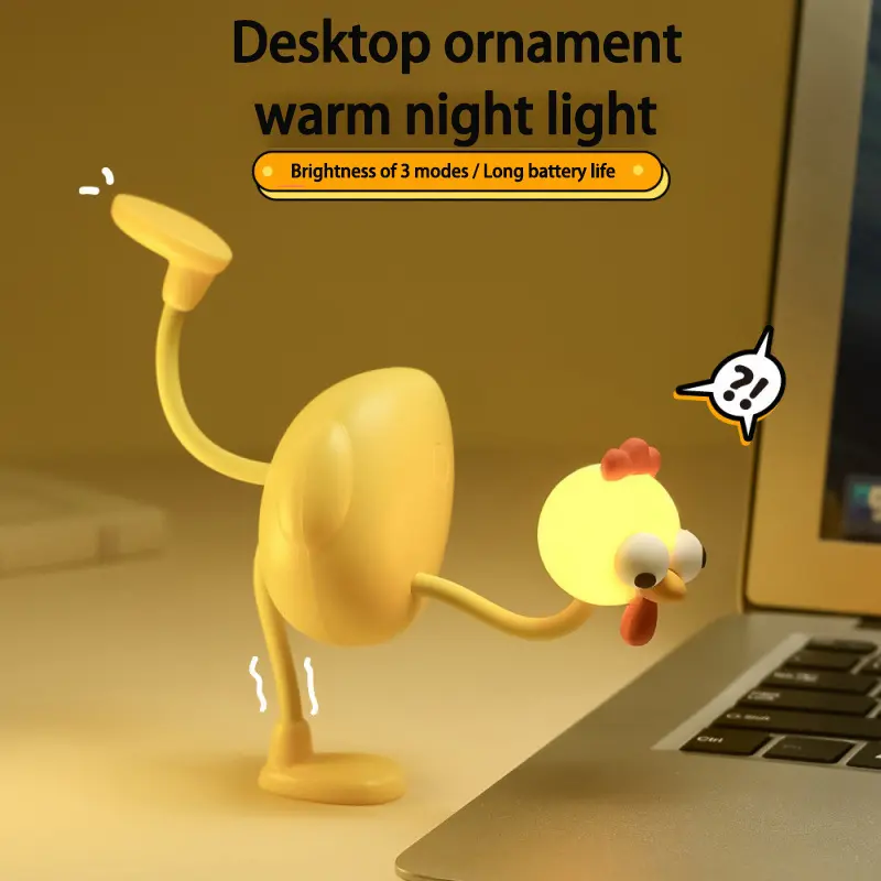 Mini Abstract Chicken Rechargeable USB Charging Lamp - Bedroom Night Light, Versatile Stress-Relief Desktop Decor, Quirky Home/Festive Party Gift