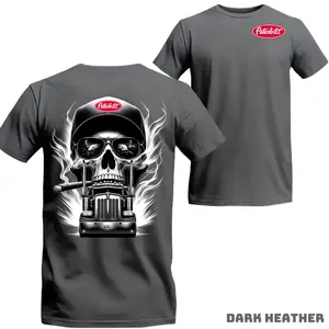 Peterbilt Skull Trucker T-shirt, Unisex Heavy Duty Truck Tee, Skeleton Biker Shirt, Big Rig Driver Apparel, Trucking Dad Gift