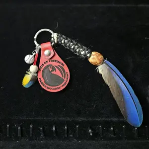 Dazzle in red feather keychain