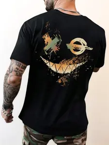 Men's Expression Print Round Neck Tee, Regular Fit Summer Clothes Casual Short Sleeve T-shirt for Summer, Men's Top for Daily Wear, Casual Streetwear Tops  Tropical  Menswear