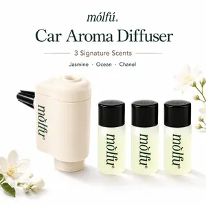 Portable Waterless Smart Car Aromatherapy Diffuser Air Purifier with 3 Adjustable Concentration Levels, 3 x 10ML Natural Perfume