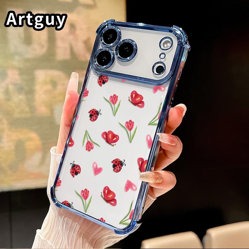 Ladybug Floral Dream Pattern Phone Case for iPhone 17 Pro Max 16 15 Plus Air 14 13 12 11 E Electroplated Cover with Airbag Shockproof Soft Silicone Casing Ladybug Floral Dream Pattern Phone Case for iPhone 17 Pro Max 16 15 Plus Air 14 13 12 11 E Electroplated Cover with Airbag Shockproof Soft Silicone Casing