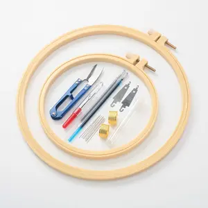 DIY embroidery tool set (round hoop, scissors, needle threader, ripper, thimble)