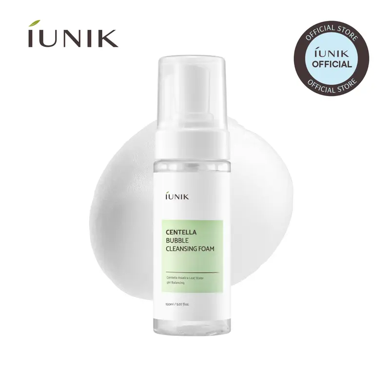 [IUNIK Official] Centella Bubble Cleansing Foam | Centella Asiatica, Tea Tree Leaf Water, Allantoin | Gentle pH-Balancing Foam Cleanser for Sensitive Skin | No-Lather Makeup & Sunscreen Removal (150ml / 5.07 fl oz) | Korean Skincare, K-Beauty
