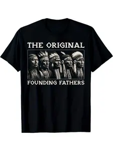 Men' Vintage Native American Indian T-Shirt - 100% Cotton Fit Tee Suitable for Men - Casual Crew Neck Short Sleeve Top with Historical Native American