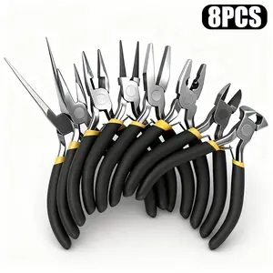 8pcs Mini Jewelry Pliers Set - Needle Nose, Angled Vise & Wire Trimmer - Multifunctional DIY Craft Tools for Jewelry Making and Repair Multipurpose Plier Set