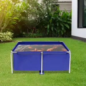 Canvas Fish Tank Aquarium with Stainless Steel Frame 47 Inch Foldable for Home Aquaculture Drain Valve Easy Water Change