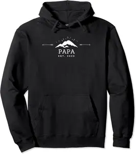Papa EST 2023 Rock Mountain Men Man Papa Cool White Pullover Hoodie - Jatinderpa Shop 45B0BXYFK421