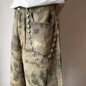 Hip-Hop Waist Chain for Men And Women, Five-Pointed Star Pendant, Denim Pants Chain