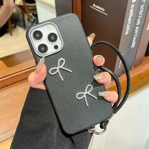 Fashion Simple Atmosphere Non-slip & Anti-drop Phone Case with Bowknot & String, Cell Phone Soft Case, Phone Accessories for iPhone 16 15 14 13 12 11 Plus Pro Max, Cover