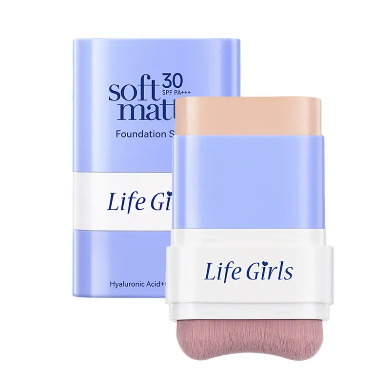 Women's Dual-Ended Foundation Stick with Built-In Brush - 15g Gentle Cosmetic Makeup, SPF30, Buildable Medium-Full Coverage, Soft-Matte Finish, Blendable Concealer for Flawless Look Face Base
