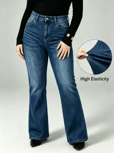 WH53 High Waisted Stretchy Denim Jeans for Women, Flare Jeggings Bootcut Denim with Multi-Pockets ,Classic Women's Pants, Daily Urban Fashion Wear for All Seasons.