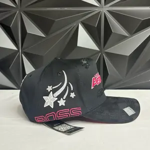 Houston Hat Pink Black with Star Design and Adjustable Strap for Stylish Outfits