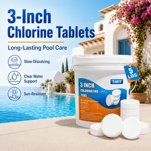 【5 lbs】TABIT 3  Inch Chlorine Tablets for Swimming Pools, Slow Dissolving Tablets for Consistent Chlorination and Long-Lasting Protection Kills Bacteriaand Stops Algae Spa and Hot Tub 5lbs