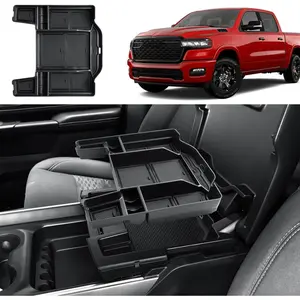 2025 Ram 1500 Center Console Organizer - for 2019-2025 Dodge Ram 1500/2500/3500 Center Console Organizer - Center Console Storage Tray for 2019-2025 Ram 1500 2500 3500 Accessories(Black)