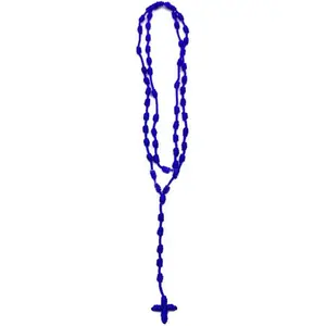 Lightweight Catholic Knotted Rosary Cross Long String Necklace for Women Durable Braided Long Knotted Cord Rope Strand Twine Cross Spiritual Necklace Teen Girls Boys Keepsake Gift, 20 Inches