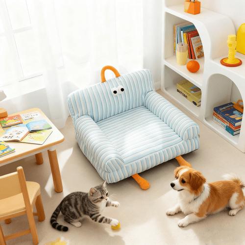 Colourtree Grass Green Dog Bed, Sofa Style Cat Bed, Plush Pet Couch for Small Medium Dogs, Winter Warm Fleece Mat, Washable Removable Cover