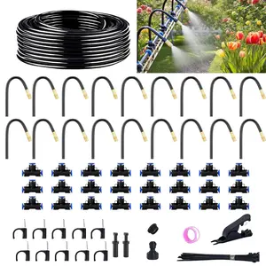 Drip Irrigation System for Garden, 50 ft Garden Watering System Drip Irrigation Kit, with 18 count 360? Bending Mister Nozzles, for Lawn Yard Flower Green Houses