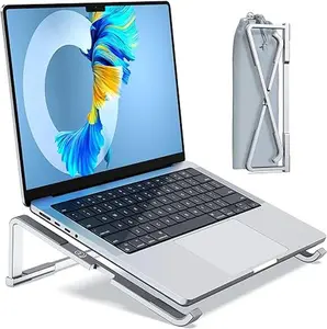 Laptop Stand for Desk, Aluminum Computer Stand for Laptop, Foldable Laptop Riser, Portable Laptop Stand, Compatible for MacBook Pro/Air, Dell, HP, Lenovo, 11'' -15.6'' Desk Mount