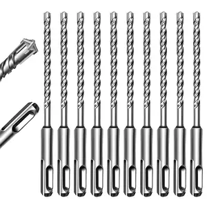10 Pack 3/16" x 6" SDS Plus Rotary Hammer Drill Bits Set,  Carbide Tip, Heavy Duty Masonry Drill Bits for Concrete, Brick Hammer Drill Bits - Concrete Drill Bit Set