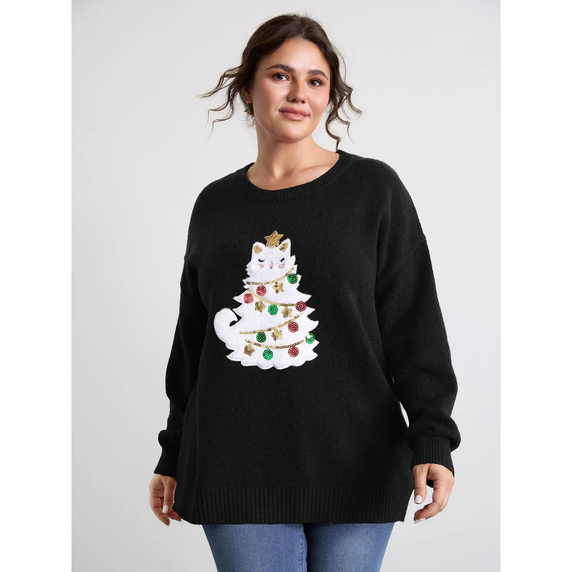 BloomChic Women's Plus Size Casual Pullover Graphic Hoodie - Smooth, Lightweight, Breathable Nylon Fabric, Long Sleeves, Festive Cat Design Colorful Top, 2026 Summer Vibes, M-6X s For You Days