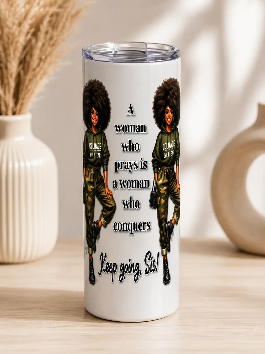 A woman who prays UV DTF Tumbler Wrap