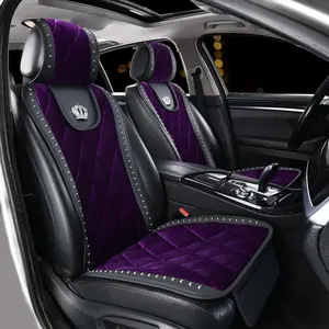 Rhinestone Crown Pattern Car Seat Cover, Universal Car Front & Rear Seat Protector, Car Interior Accessories for Women & Girls, Car Seat Decorative