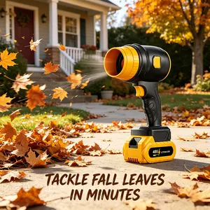 1pc Portable Cordless Leaf Blower, 34000RPM High Speed Turbo Fan, 550 Brushed Copper Motor, 21V 2400mAh Battery Powered Handheld Blower for Home Dust Cleaning Yard Leaves Car Drying