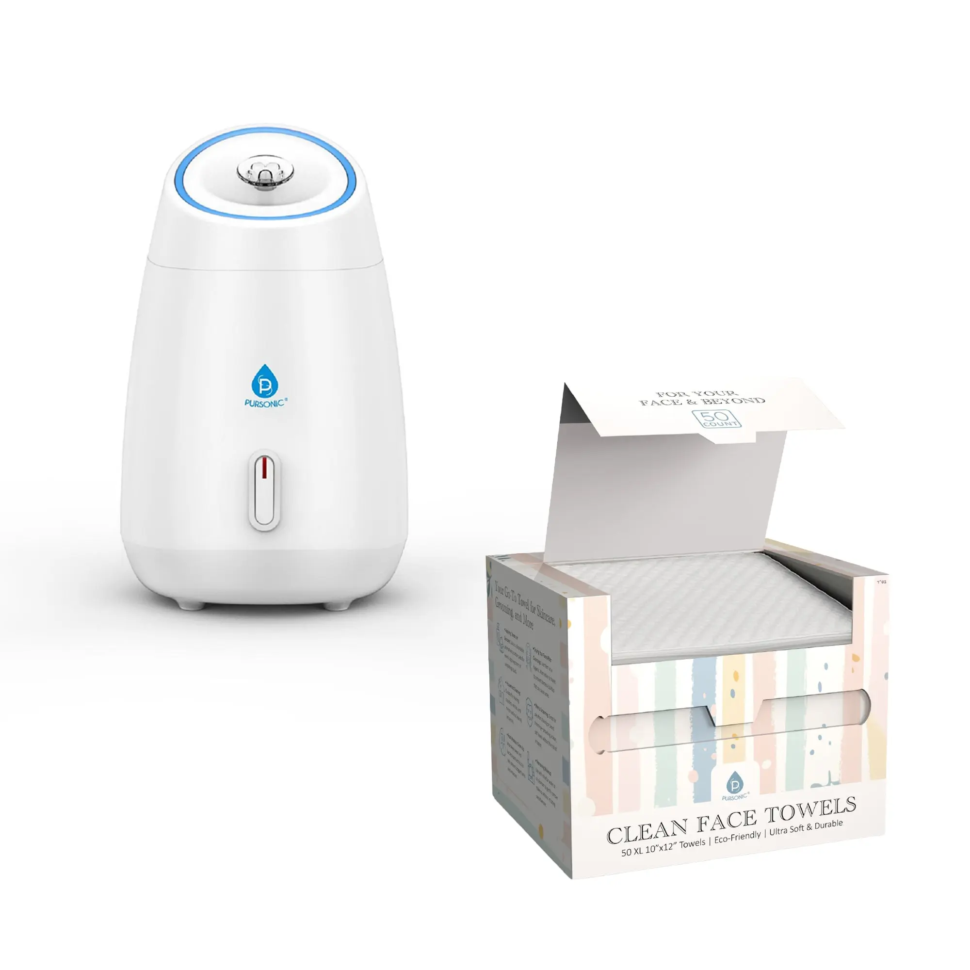 Glow & Go Skincare Essentials Bundle: Nano Facial Steamer + Clean Facial Towels