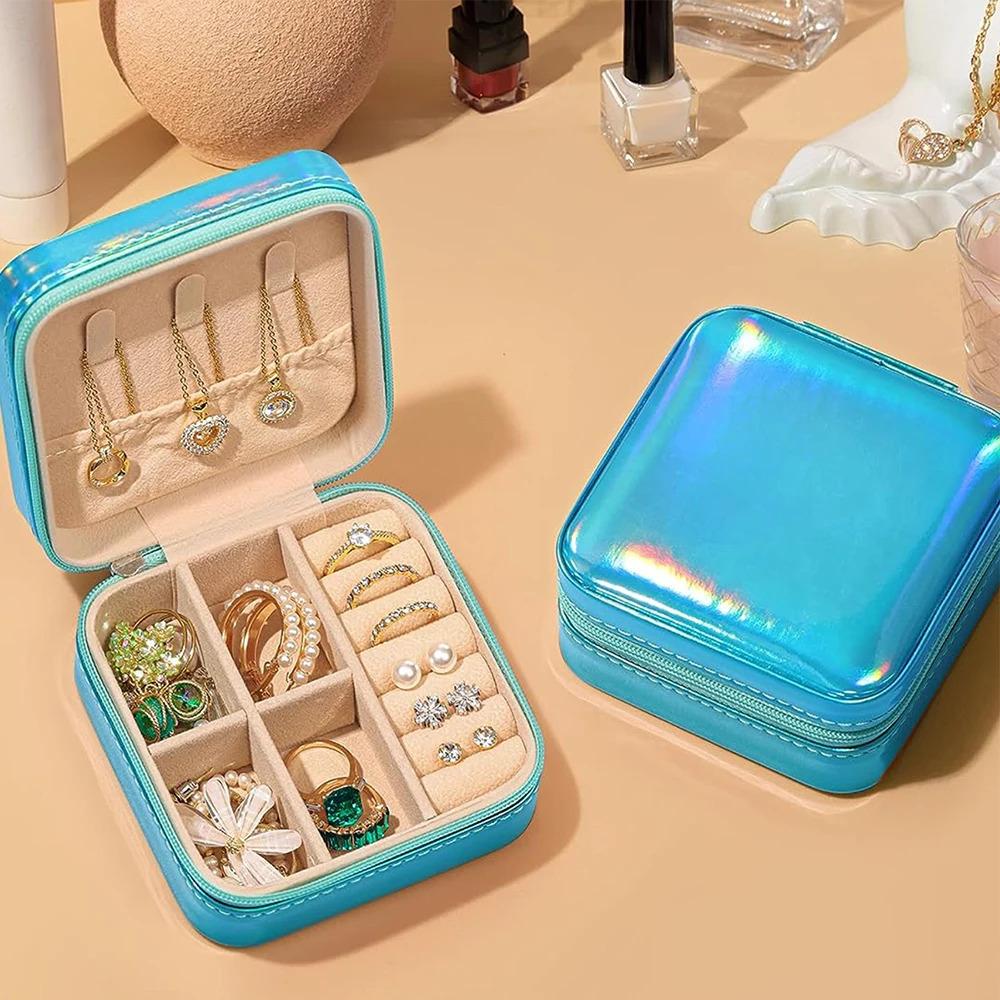 Jewelry Case Box Portable Small Travel Jewelry Organizer Necklace Earring Ring Storage Display Gift Box Travel Essentials