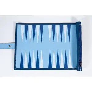 The Hamptons Leather Backgammon Boards - Soft-Touch Eco-Leather, Seamless Roll-Up Design, 10" x 14" Size, Eco-Friendly & Elegant for Beach House