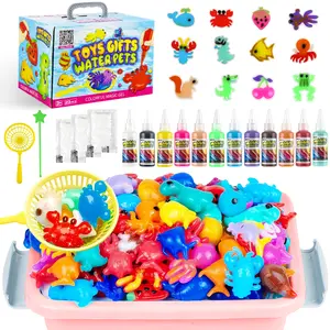 Magic Water Elf Toy Kit Squishies for Kids,sewing， 8 piece set (gels + molds) or 12 piece set, Magic Gel Water Pets figuras Sensory Toy, Fun DIY Craft Kit, Party Favors, Birthday & Christmas Gifts for Kids Ages 4+