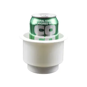 Marine City ABS White Plastic Cup Holder with Center Drain – Flush Mount Holder