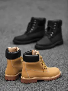 Men's Classic High-Top Boots, Fall Winter New Style, American Vintage Boots, Thick Sole Anti-Slip Wear Resistant, PU Leather Waterproof, Tactical Casual Boots