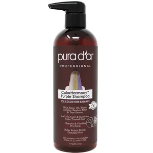PURA D’OR ColorHarmony Purple Shampoo 16oz (473ml) – Purple Shampoo for Blonde Silver & Color-Treated Hair, Brass Toning & Hydration Care