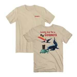 Guinness Lovely Day Animals Graphic T-Shirt Funny Beer Vintage Illustration Streetwear Casual Outfit Soft Cotton Tee Gift Idea, guinness shirt, funny beer tee, vintage graphic, animal print, trendy outfit