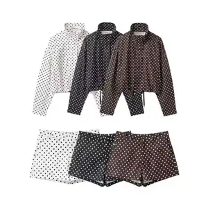 Chic Polka Dot Jacket & Shorts Set