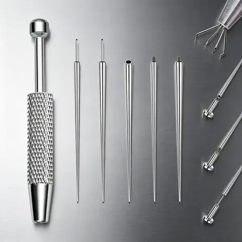 OUFER 6PCS Unisex Basic Body Jewelry Changer Kit - Durable and Long-Lasting Stainless Steel-Strong Tool with Ball Holder, Ball Grabber for Easy and Hassle-Free Changing of 14G-20G Earrings, Nose Rings (For Body Jewelry Lovers)