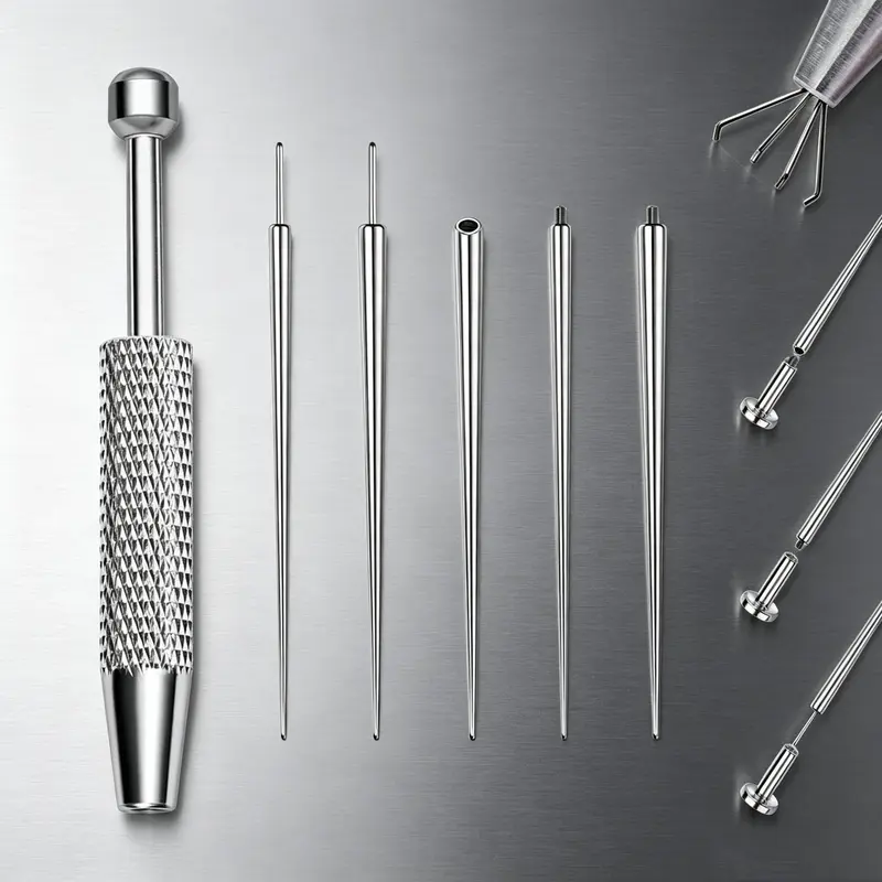 OUFER 6PCS Unisex Basic Body Jewelry Changer Kit - Durable and Long-Lasting Stainless Steel-Strong Tool with Ball Holder, Ball Grabber for Easy and Hassle-Free Changing of 14G-20G Earrings, Nose Rings (For Body Jewelry Lovers)