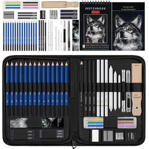 50 Pack Drawing Set Sketch Kit, Sketching Supplies with 3-Color Sketchbook, Graphite, and Charcoal Pencils, Pro Art Drawing Kit for Artists Adults Teens Beginner , Ideal for Shading, Blending