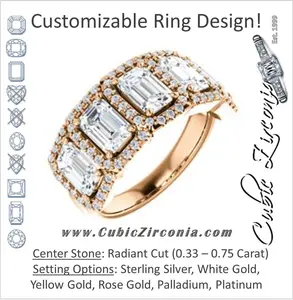 Cubic Zirconia Engagement Ring- The Isla (Customizable Radiant Cut 5-stone + Multi-Halo Style)