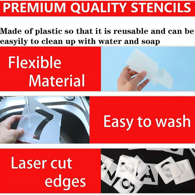 6 Inch Letter Stencils and Numbers, 36 Pcs Alphabet Art Craft Stencils, Reusable Plastic Templates for Wood, Wall, Fabric, Rock, Signage(6 Inch) Mini Washi Stickers for Scrapbooking
