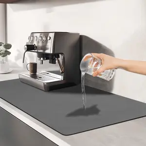 Coffee Mat Dish Drying Mats for Kitchen Counter Under Sink for Kitchen Waterproof Coffee Bar Accessories Fit Under Coffee Maker Coffee Machine Coffee Bar Mats for Countertop (Deep Gray, 12"*19")