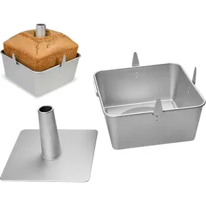 Square Tube Cake Pan 10 Inch Anodized Aluminum for 18 Cup Angel Food Chiffon & Pound Cake with Removable Bottom and Cooling Feet